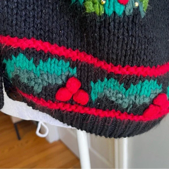 Vintage Christmas Sweater Vest Knit Holiday Wreaths Ugly Xmas Party Women’s L - Picture 10 of 10